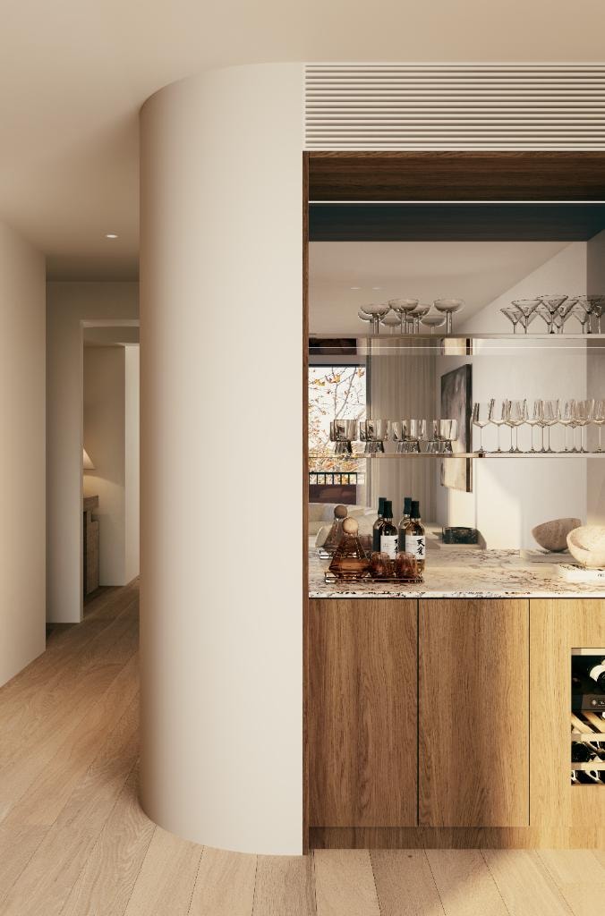 Norwich Crows Nest — wine bar with timber joinery and glassware display