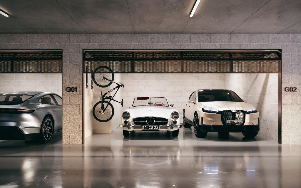 Norwich Crows Nest — basement garage with luxury vehicles